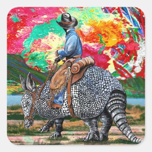 Armadillo Cowboy Custom-Cut Vinyl Sticker (Vorderseite)