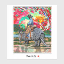 Armadillo Cowboy Custom-Cut Vinyl Sticker