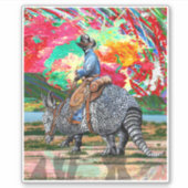 Armadillo Cowboy Custom-Cut Vinyl Sticker (Vorderseite)