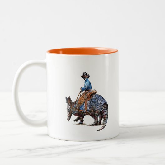 Armadillo Cowboy oder Broncodillo Zweifarbige Tasse (Links)