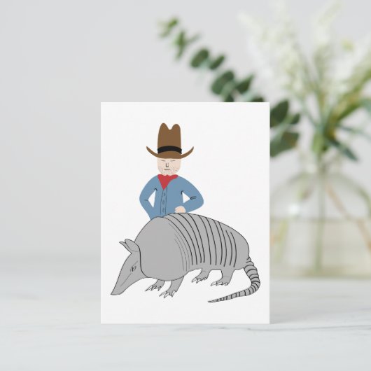 Armadillo Cowboy Postkarte (Stehend Vorderseite)