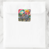 Armadillo Cowboy Quadratischer Aufkleber (Tasche)