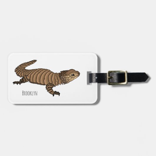 Armadillo girdled lizard cartoon illustration gepäckanhänger (Vorderseite horizontal)