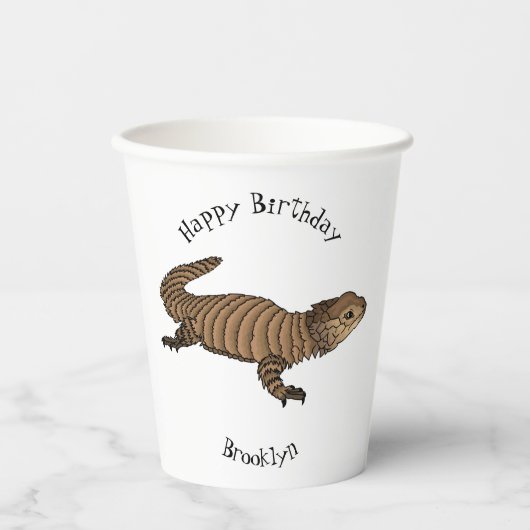 Armadillo girdled lizard cartoon illustration pappbecher (Vorderseite)