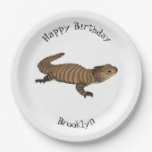 Armadillo girdled lizard cartoon illustration pappteller (Vorderseite)