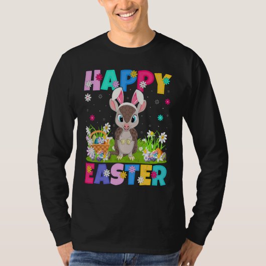 Armadillo Happy Oaster Bunny Armadillo Ostern Su T-Shirt (Vorderseite)