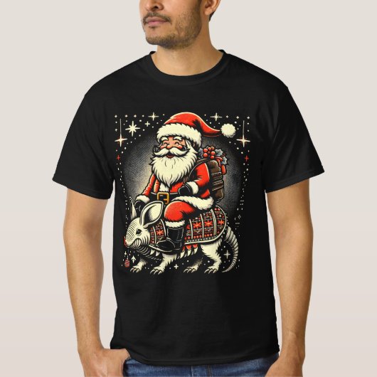 Armadillo Lover Ugly Santa Riding Armadillo T-Shirt (Vorderseite)