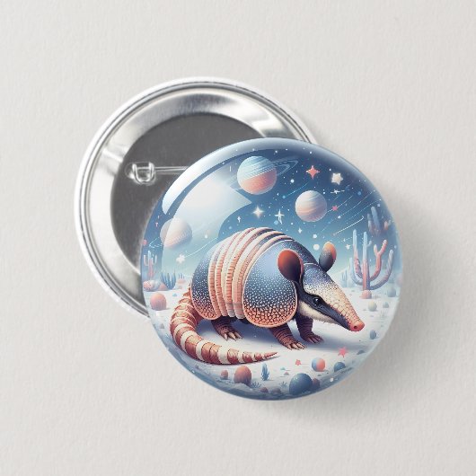 Armadillo mit kosmischem Hintergrund Button (Vorne & Hinten)
