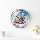 Armadillo mit kosmischem Hintergrund Große Wanduhr (Zuhause)