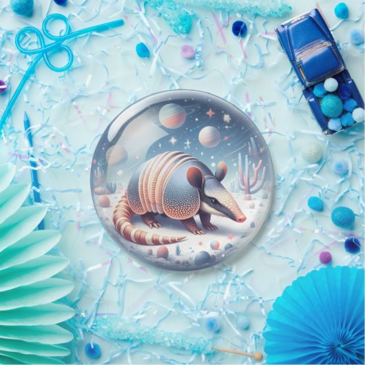 Armadillo mit kosmischem Hintergrund Pappteller (Party)