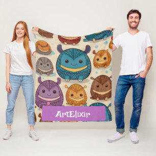 Armadillo Niedlich Circle Print Fleecedecke