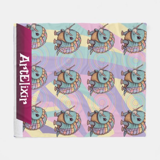 Armadillo Niedlich Pastel farbenfroher Krieger Fleecedecke (Vorderseite (Horizontal))
