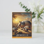 Armadillo | Niedliche Vintage Tierpostkarte Postkarte (Stehend Vorderseite)