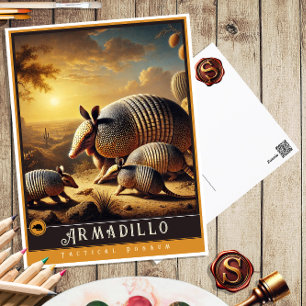 Armadillo Niedliche Vintage Tierpostkarte Postkarte