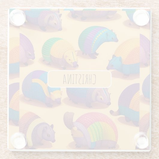 Armadillo Pastel Personalisiertes Muster Glasuntersetzer (Rückseite)