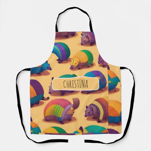 Armadillo Pastel Personalisiertes Muster Schürze (Vorderseite)