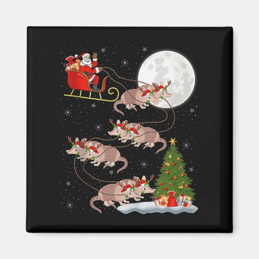 Armadillo Santa Sleigh Flying Funny Magical Christ Magnet (Vorne)
