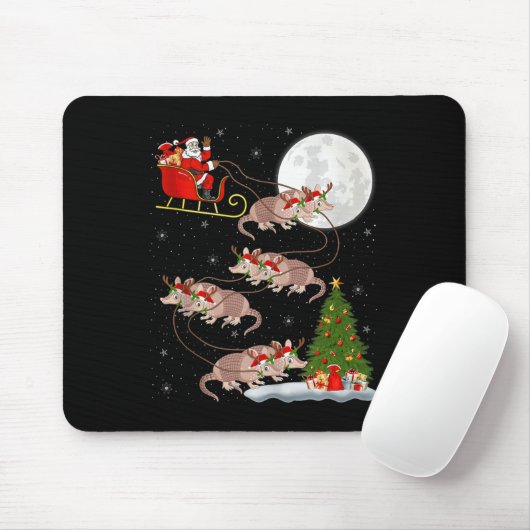 Armadillo Santa Sleigh Flying Funny Magical Christ Mousepad (Mit Mouse)