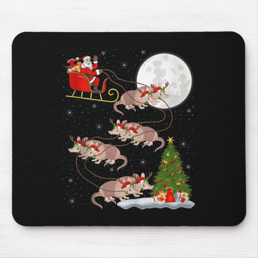 Armadillo Santa Sleigh Flying Funny Magical Christ Mousepad (Vorne)