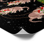 Armadillo Santa Sleigh Flying Funny Magical Christ Poster (Ecke)