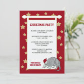 Armadillo Santa Stars Party Einladung (Stehend Vorderseite)