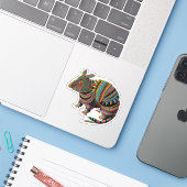 Armadillo Spirit Animal Sticker (Laptop mit iPhone)