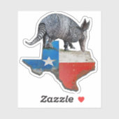 Armadillo Texas State Flag Map Aufkleber (Blatt)