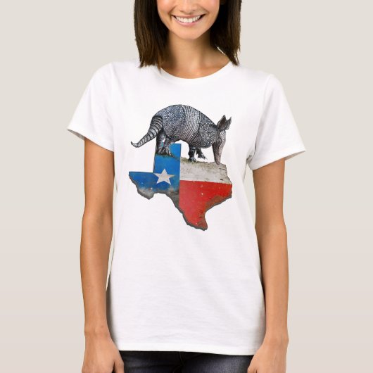 Armadillo Texas State Flag Map T-Shirt (Vorderseite)
