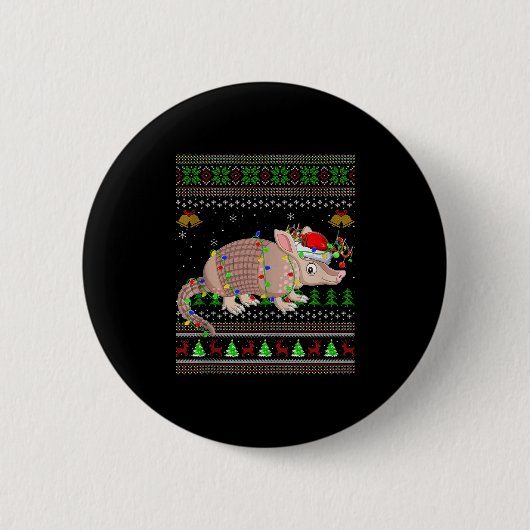 Armadillo Ugly Christmas Sweaters Holiday Santa Cu Button (Vorderseite)