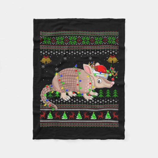 Armadillo Ugly Christmas Sweaters Holiday Santa Cu Fleecedecke (Vorderseite)