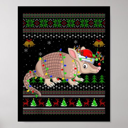Armadillo Ugly Christmas Sweaters Holiday Santa Cu Poster (Vorne)