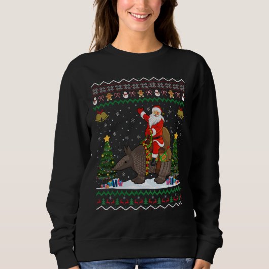 Armadillo Ugly Xmas Gift Santa Riding Armadillo Ch Sweatshirt (Vorderseite)