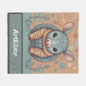 Armadillo Vintag Niedlich Kawaii Fleecedecke (Vorderseite (Horizontal))