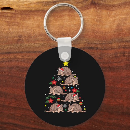 Armadillo Weihnachtsbaum Funny Zookeeper Schlüsselanhänger (Vorderseite)