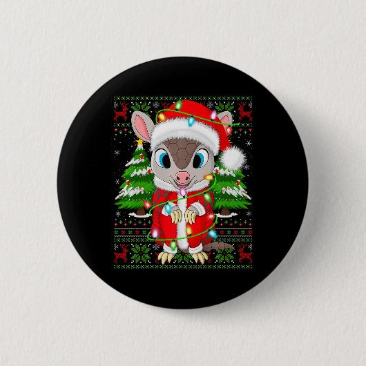 Armadillo Xmas Sweater Style Ugly Santa Armadillo Button (Vorderseite)