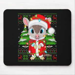 Armadillo Xmas Sweater Style Ugly Santa Armadillo Mousepad