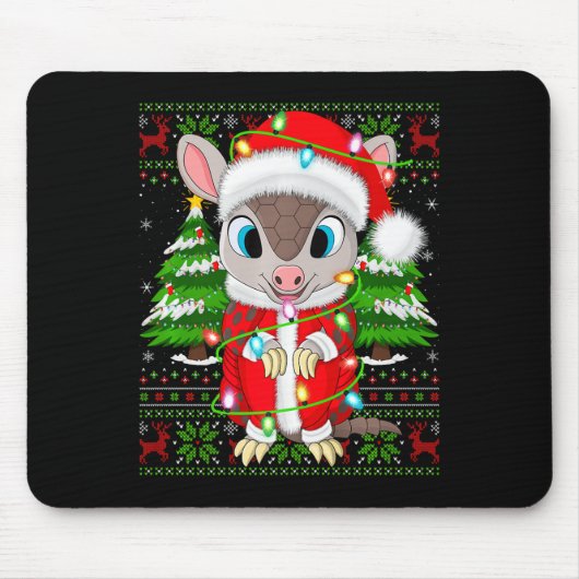 Armadillo Xmas Sweater Style Ugly Santa Armadillo Mousepad (Vorne)