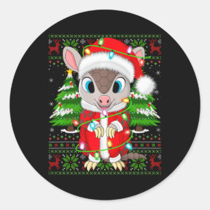 Armadillo Xmas Sweater Style Ugly Santa Armadillo Runder Aufkleber