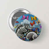 Armadillos Bluebonnets Butterfisch Wildblumen Button (Vorne & Hinten)