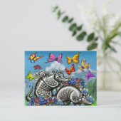 Armadillos Bluebonnets Butterfisch Wildblumen Postkarte (Stehend Vorderseite)