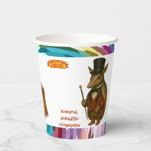 Armand, armadillo ringmaster pappbecher (Rückseite)