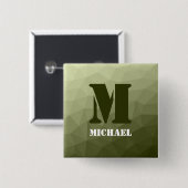 Armatur grünes geometrisches Maschenmuster Monogra Button (Vorne & Hinten)