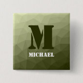 Armatur grünes geometrisches Maschenmuster Monogra Button (Vorderseite)