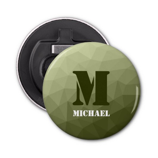 Armatur grünes geometrisches Maschenmuster Monogra Flaschenöffner (Vorderseite)