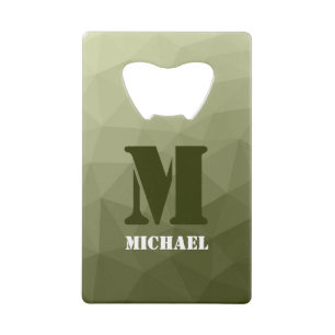 Armatur grünes geometrisches Maschenmuster Monogra Geldbeutel Flaschenöffner