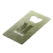 Armatur grünes geometrisches Maschenmuster Monogra Geldbeutel Flaschenöffner (Vorderseite Schrägansicht)