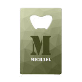 Armatur grünes geometrisches Maschenmuster Monogra Geldbeutel Flaschenöffner (Rückseite)