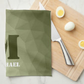 Armatur grünes geometrisches Maschenmuster Monogra Geschirrtuch (Viertel Falte)