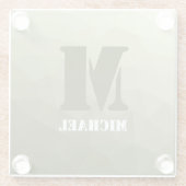 Armatur grünes geometrisches Maschenmuster Monogra Glasuntersetzer (Rückseite)