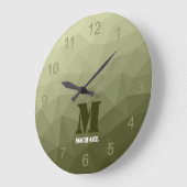 Armatur grünes geometrisches Maschenmuster Monogra Große Wanduhr (Winkel)